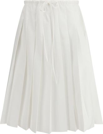 Prada Womens Pleated Jersey Skirt White Cotton