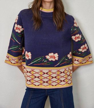 Fate Bloom Jacquard Sweater In Midnight