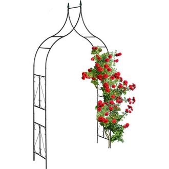 Relaxdays Relaxdays Arco Jard&iacute;n Met&aacute;lico, Soporte Trepadoras, Con Puntas, 270 X 145 X 37 Cm, Tutor Plantas Enredaderas, Negro