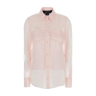 Federica Tosi Shirts, female, Pink, Size: M Pointed Collar Silk Shirt