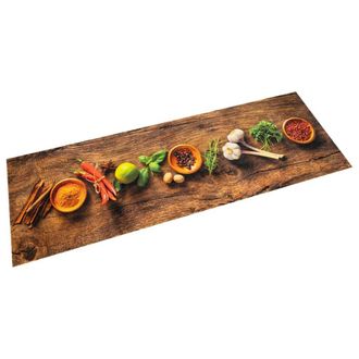 vidaXL Alfombra De Cocina Lavable Terciopelo Dibujo Especias 60x300 Cm Vidaxl