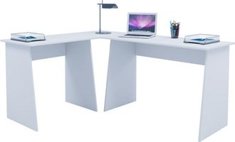 ebuy24 Tavolo computer vcm Scrivania angolare Dimensioni Complessivamente Impostate circa a. 74 x l. 135 x t. 105 cm Pannelli laterali eleganti Scrivania