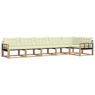 vidaXL Conjunto De Sof&aacute;s De Exterior Con Coj&iacute;n 6 Pcs Blanco Y Crema Vidaxl