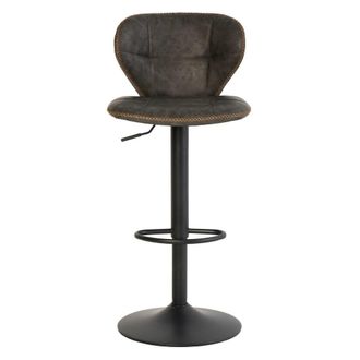 Koketto Home Taburete ajustable de estilo industrial con base en ecopiel gris