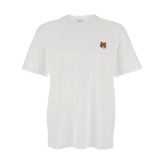 Maison Kitsun&eacute; Tops, Heren, Wit, M, Katoen, Fox Head T-Shirt