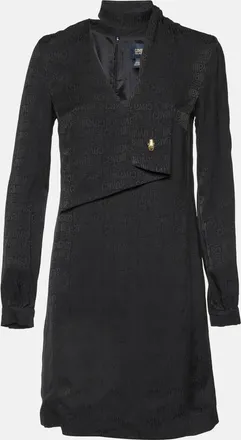 Roberto Cavalli Black Logo Jacquard Crepe Shift Dress