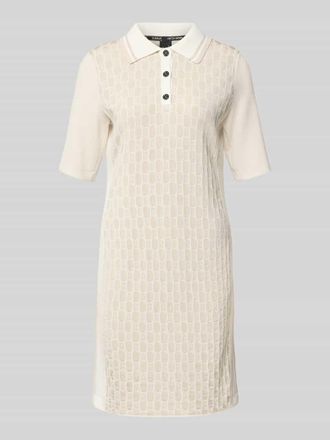 Marc Cain Polokleid im Allover-Look mit Knopfleiste in Offwhite, Gr&ouml;&szlig;e 34