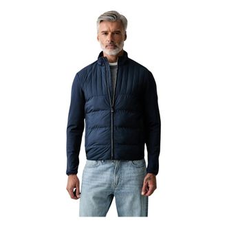 Hackett Jassen, Heren, Blauw, M, Leer, Quilted Hybrid Full Zip Sweat