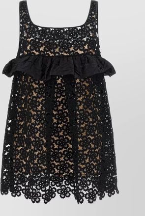 Miu Miu macram&eacute; mini dress square neckline