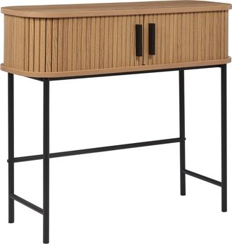 Beliani Consola Retro Puertas Correderas Mdf Patas De Metal Madera Clara Bradley