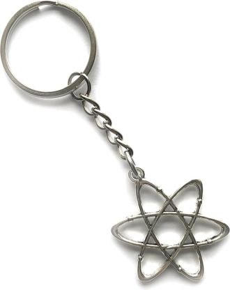 Generic KEYRING - Atom - Silver Plated. Split Ring. Key Ring. Atom