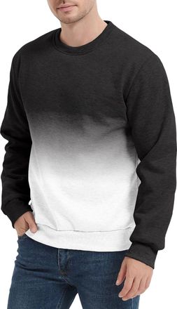 Generic Mens Plus Size Gradient Sweatshirts Long Sleeve Crewneck Baggy Cozy Pullover Top Warm Soft Comfy Sweatshirt (UK, Alpha, 3XL, Regular, Regular, 1)