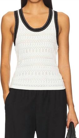 Autumn Cashmere Pointelle Racer Back Saddle Stitching Tank In Sand