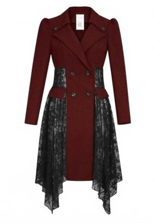 Chic Star Womens Lace Trench Jacket In Red