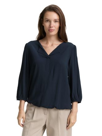 Tom Tailor Shirtbluse TOM TAILOR, Damen, Gr. 34, lunar eclipse, Web, Obermaterial: 100% Viskose, bedruckt, regular fit taillenbedeckt, V-Ausschnitt, elastischer 