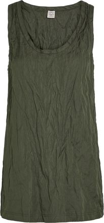 Toteme Crinkled Cotton-blend Poplin Tank top - Dark Green - 34 (UK6 / XS)