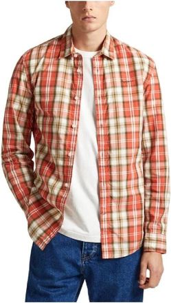 Pepe Jeans London Peterson Overhemd - Hoogwaardig katoen- veelzijdig ontwerp - Heren - Casual Overhemden - Oranje - M - Katoen - Overhemden