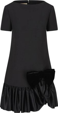 Valentino Garavani Jurk met strikdetail van wol en zijde - Dames - Korte kleedjes - Zwart - XS - Wol - Kleedjes