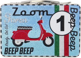 Judith Leiber Beep Beep Crystal Embellished Lunch Box Clutch in Silver Sapphire Multi at Nordstrom