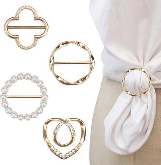 Generic 4PCS Cinch Clip - T-shirt Ties Cinch Clip Dress Clips for Women Shirt Waist Cincher Clips Tightener and Women Fashion Metal Round Circle Shirt Clip Bu
