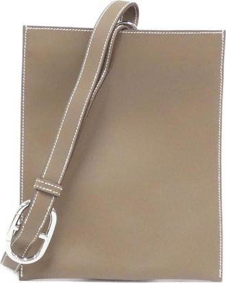 Herm&egrave;s Etoupe Gray Swift Leather Chain/Shoulder Wallet (Pre-Owned)
