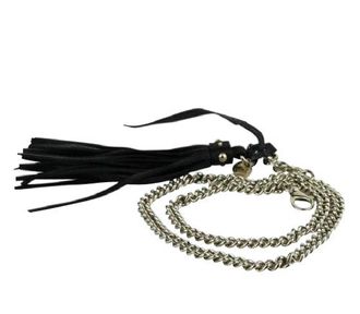 Gucci Womens Chain Tassel Gold / Black Leather Belt (85 / 34)