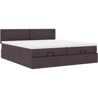 vidaXL Estructura Cama Otomana Colchones Tela Marr&oacute;n Oscuro 160x200 Cm Vidaxl