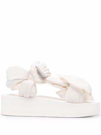 Red(v) bow-detail flatform sandals - White