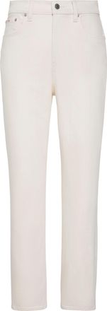 Calvin Klein Jeans Mom-Jeans CALVIN KLEIN JEANS MOM JEAN, Damen, Gr. 27, L&auml;nge 34, chalk wei&szlig;, Web, Obermaterial: 98% Baumwolle, 2% Elasthan, unifarben, gerade, unten sc