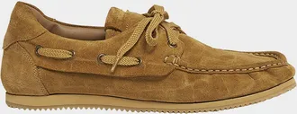 Jacquemus Moc-Toe Croc-Embossed Suede Boat Shoes