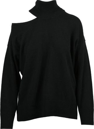 Alpha Studio Asymmetrical Black Wool Sweater With Modern Cutout