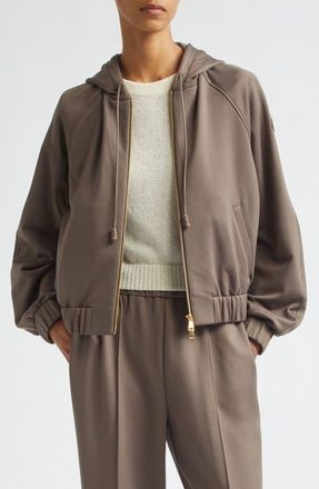 Moncler Fleece Zip Hoodie in Beige at Nordstrom, Size X-Large