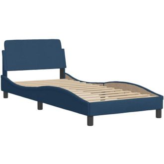 vidaXL Estructura De Cama Con Cabecero Sin Colch&oacute;n Tela Azul 90x190 Cm Vidaxl