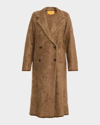 Guest In Residence Grizzly Herringbone Cashmere Double-Breasted Coat