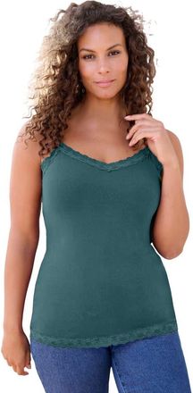 Roaman's Lace Trim Knit Cami With Adjustable Straps in Mystic Pine at Nordstrom, Size 28