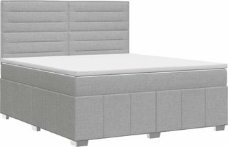 vidaXL Cama Box Spring Con Colch&oacute;n Gris Claro 140 X 190 Cm Tela Vidaxl