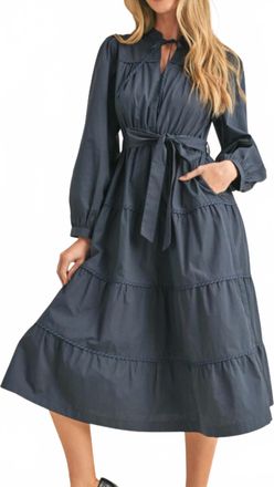 Merci Celine Midi Dress In Navy