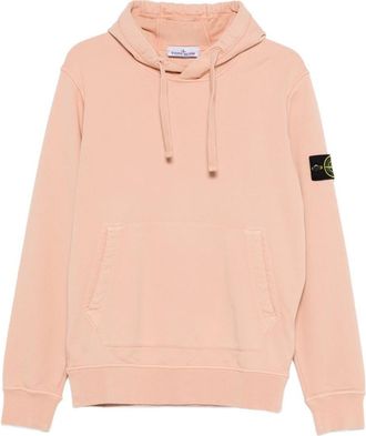 Stone Island Pink Hoodie In Cotton With Patch Logo