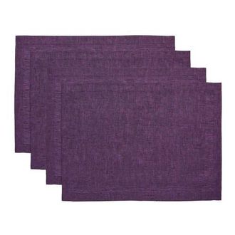 Solino Home Linen Placemats Set of 4, 14 x 19 Inch for Dining Table, Holiday and Everyday Table Decor - Athena in Grape at Nordstrom, Size Medium