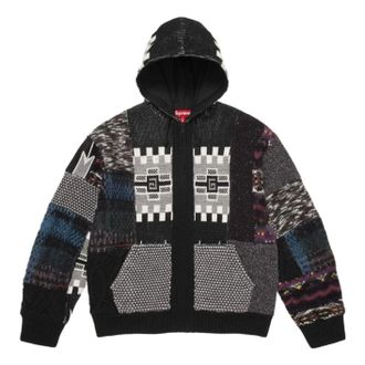SUPREME SS26 Patchwork Zip Up Hooded Sweater Black SUP-SS26-261-BLK