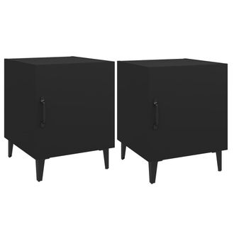 vidaXL Mesitas De Noche 2 Unidades Madera Contrachapada Negra Vidaxl
