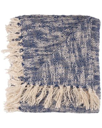 LR Home Lr Home Blue Boho Chambray Throw Blanket With Fringe