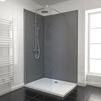 Aurlane Lote 2 Paneles Murales Gris 90+120x210 Cm Con Perfiles Negro Mate