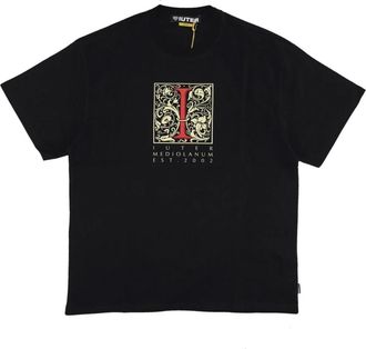Iuter Zwarte Katoenen T-shirt met Korte Mouwen - Heren - T-shirts - Zwart - XL - Katoen - Tops