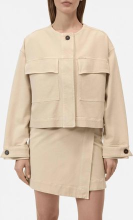 Closed Womens Cropped Utility Jacket In Camel Beige