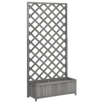 Berkfield Home Planter with Trellis Grey Solid Wood Fir
