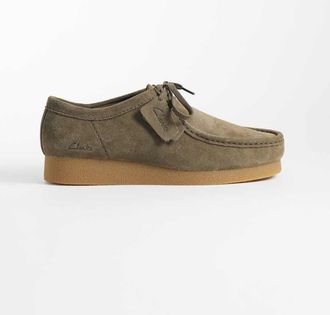 Clarks Wallabee Evo - Scarpe in camoscio color oliva scuro-Verde