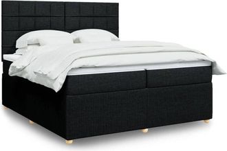 vidaXL Vidaxl - Cama Box Spring Con Colch&oacute;n Tela Negro 200x200 Cm