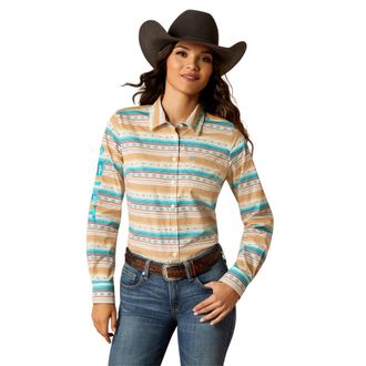 Ariat Womens Team Kirby Stretch Western Shirt Long Sleeve in Fallon Serape Print Cotton, Size X-Small, by Ariat