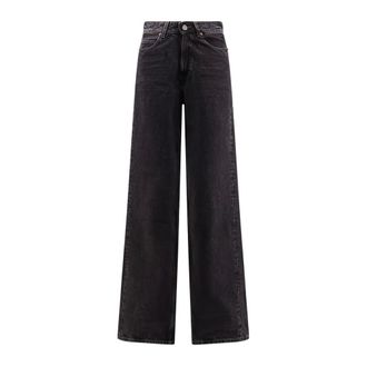 Saint Laurent Wide Jeans, female, Black, Size: W30 V-Waist Long Baggy Jeans